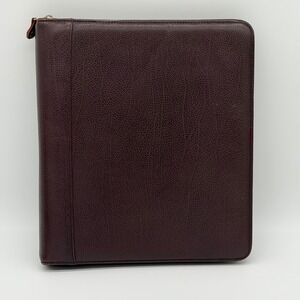 Franklin Covey Verona Top Grain Leather Zip Binder Planner Brown USA VTG